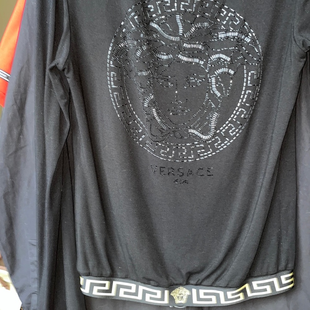 Rare Versace Crystal Medusa head hoodie With Grecca band!